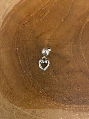 SINGLE Retired James Avery Open Scroll Heart Ear Post Earring, Sterling Silver